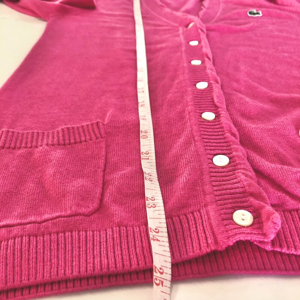 Lacoste Cardigan Sweater Croc Logo Cashmere Cotton Blend Pink Size S EU 36 - Picture 11 of 11